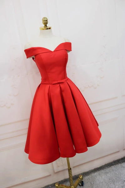 Red Satin Pleats Homecoming Dress