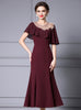 Burgundy Sequins Flower Mother Of The Bride Dress