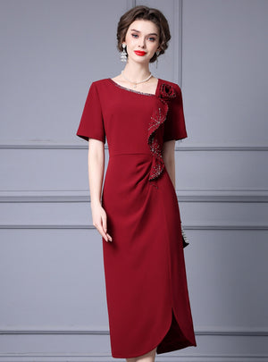 Burgundy Beading Mother Of The Bride Dress