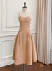 Champagne Suspenders Slim Prom Dress