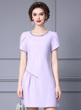 Purple Short Sleeve Mother Of The Bride Dress