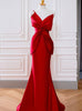 Red Mermaid Satin Straps Prom Dress