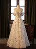 White Tulle Sequins Flower Off the Shoulder Prom Dress