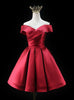 Burgundy Satin Pleats Homecoming Dress