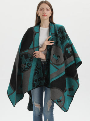 Thickened Cashmere Split Cloak Shawl