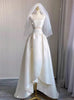 Ivory White Satin Hi Lo Straps Wedding Dress