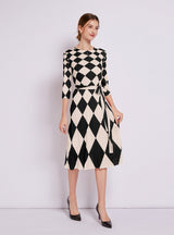 Diamond Print Short Sleeve Dress