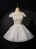 White Tulle 3D Appliques Homecoming Dress