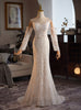Ivory White Mermaid Appliques Long Sleeve Wedding Dress