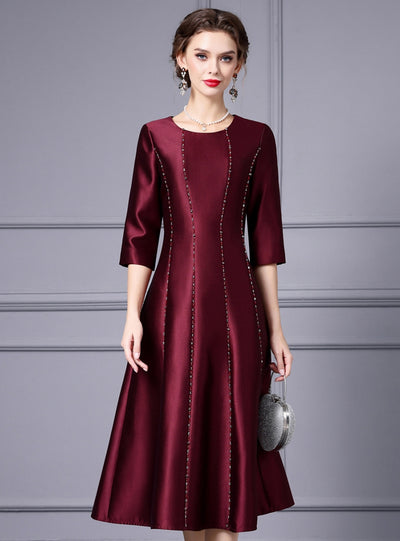 Fuchsia Satin Beading Mother Of The Bride Dress