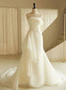 White Mermaid Strapless Pleats Wedding Dress