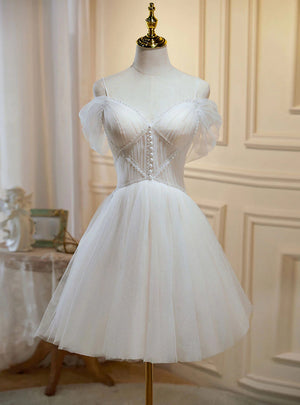 Ivory Tulle Pleats Homecoming Dress