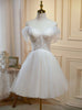 Ivory Tulle Pleats Homecoming Dress