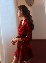 Sexy Silk Lotus Leaf Sleeve Robe Nightgown