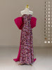 Fuchsia Sequins Strapless Bow Prom Dress