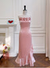 Pink Spaghetti Straps Prom Dress