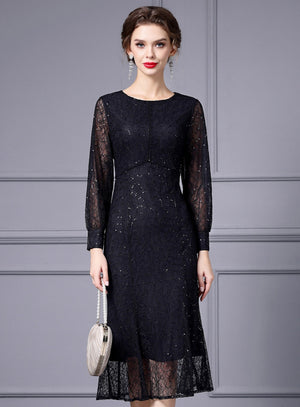 Black Long Sleeve Mother Of The Bride Dress