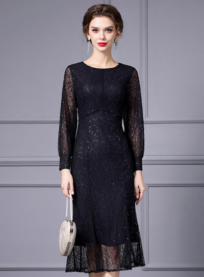 Black Long Sleeve Mother Of The Bride Dress