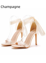 Ribbon Satin Strap High-heeled Sandals