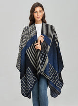 Jacquard Split Thick Warm Cloak Shawl