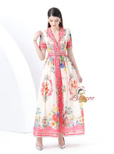 V-neck Short Sleeve Print Party Dress