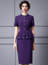 Purple Short Sleeve Mother Of The Bride Dress