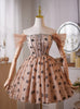 Champagne Tulle Crystal Beading Homecoming Dress