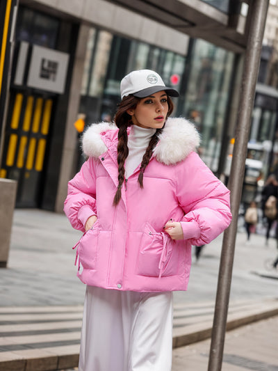 Large Fur Collar Short Loose Cotton Coat