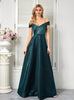 Green Spaghetti Straps Pleats Prom Dress
