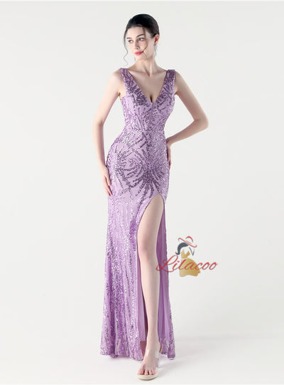 Mermaid Sequins V-neck Prom Dress