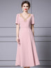 Pink Beading Short Sleeve Mother Of The Bride Dress