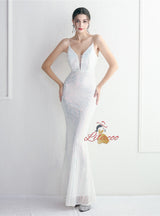 Mermaid Sequins Backless Beading Prom Dress