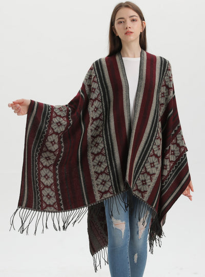 Women's Retro Tassel Split Shawl