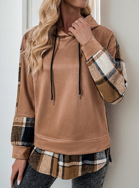 Retro Long Sleeve Plaid Stitching Fake Two Pieces Dress