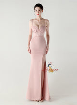 Mermaid Spaghetti Straps Beading Split Prom Dress