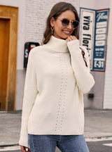 Long Sleeve Pullover Knitted Loose Turtle Neck Sweater