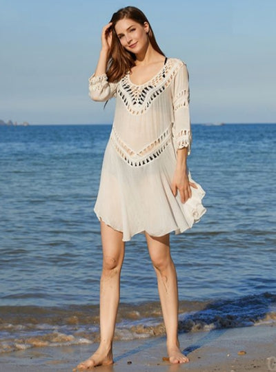 Hand Hook Openwork Loose Slim Blouse Cover Up