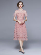 Retro Lace Gauze Cake Dress