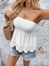 Lace Stitching Slim Tube Top Vest Top