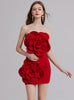 Three-dimensional Flower Slim Dress