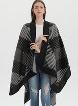 Geometric Square Split Warm Shawl Cloak