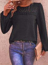 Black Spliced Long-sleeved Shirt