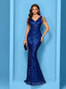 Royal Blue Mermaid Seuqins V-neck Prom Dress