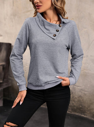 Long Sleeve Leisure Pullover Lapel Top