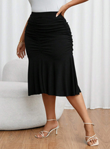 Elastic Waist Fishtail Skirt