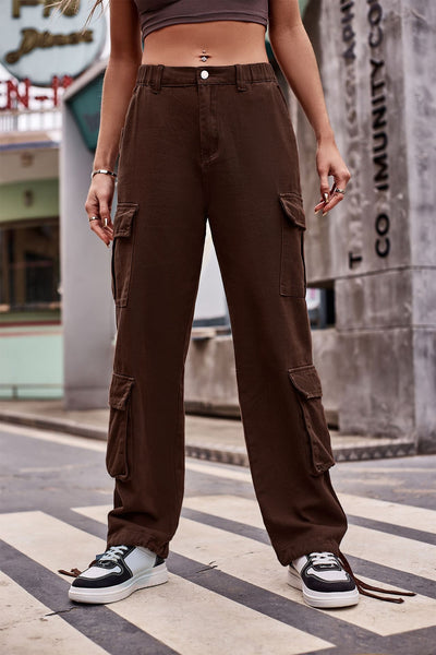 Loose Drawstring Overalls Denim Pant