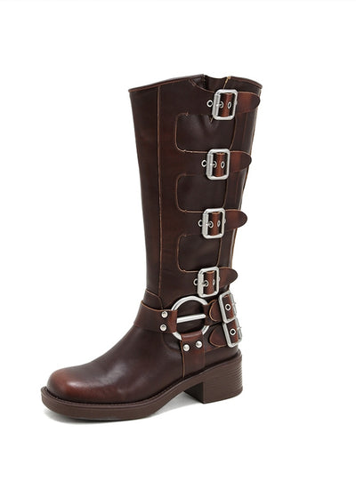 Women Retro Colored High Cowboy Boots