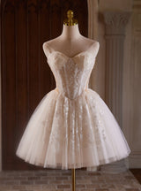 Beige Tulle Beading Homecoming Dress