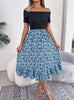 Casual Off-the-shoulder Print Mid-length Dress