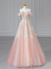 Pink Tulle Sequins Off the Shoulder Prom Dress